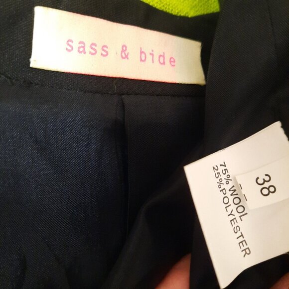 Sass & Bide Rhinestone Faux Pearl Embellished Blazer Black Wool Blend 38 Size S - Picture 7 of 7